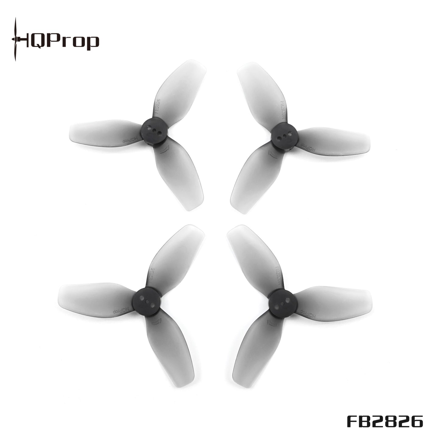 HQProp logo and FB2826 marking with four grey tri-blade propellers arranged in pairs