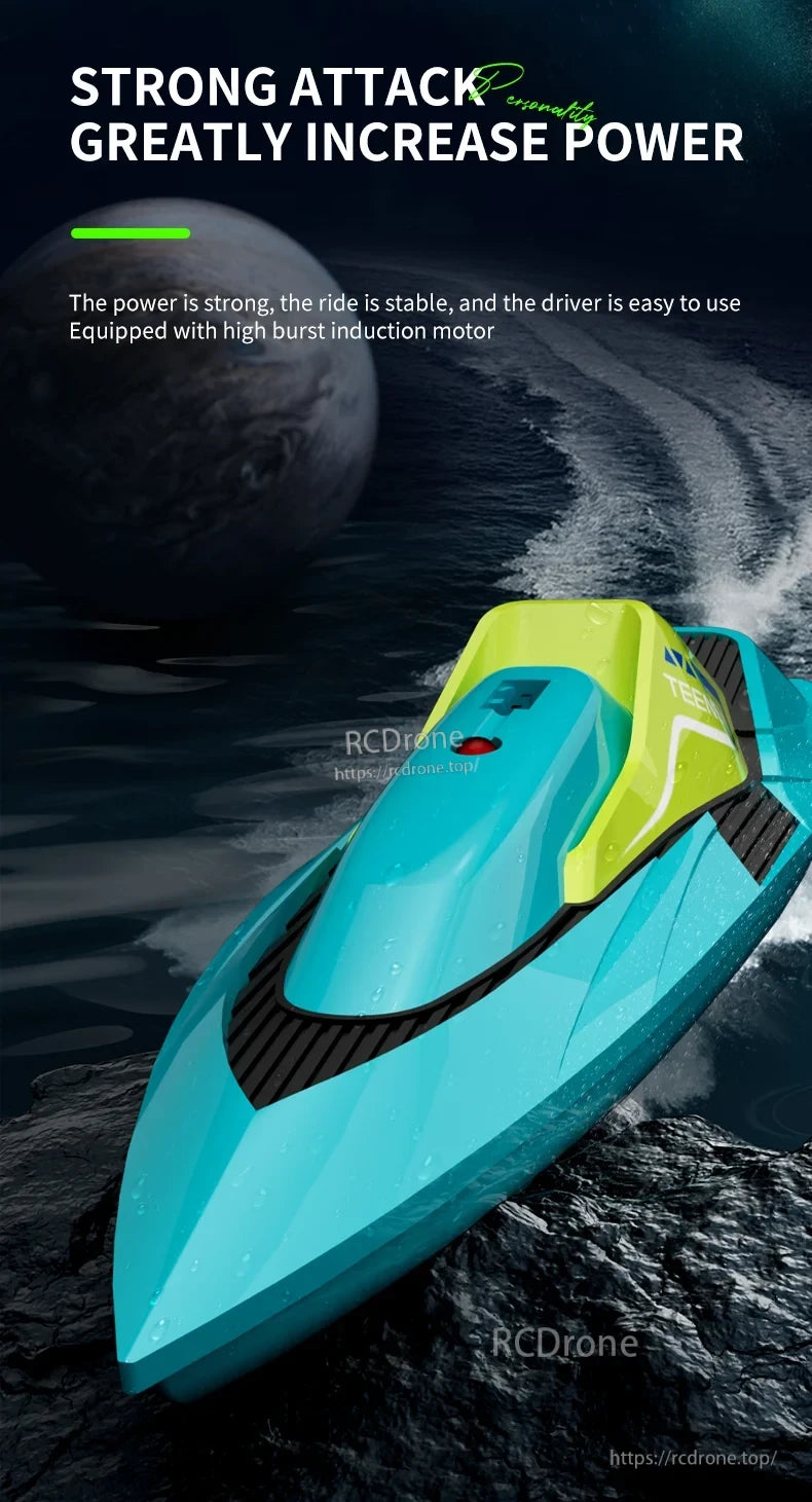 4DRC S5 2.4G Mini RC Boat, High-performance induction motor ensures powerful bursts, stability, and ease of use for enhanced drone operation. (18 words)