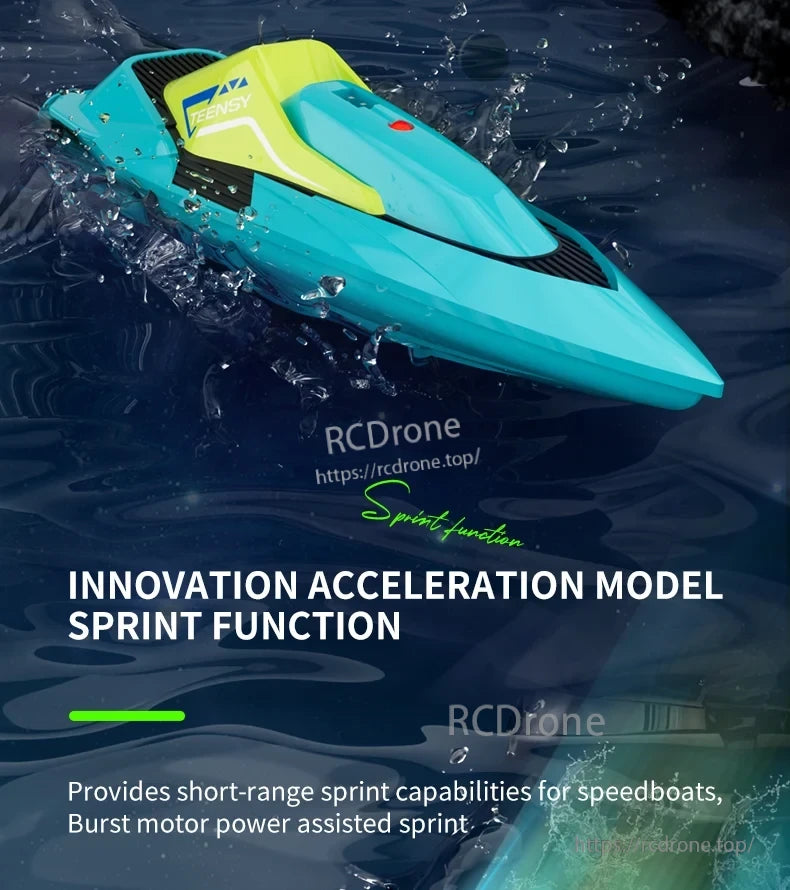 4DRC S5 2.4G Mini RC Boat, Innovation acceleration model sprint function, burst motor power assisted short-range sprint.