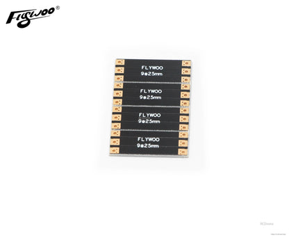 Set of four FLYWOO 9×25mm frame arm boards with gold solder pads on both ends for FPV drone wiring
