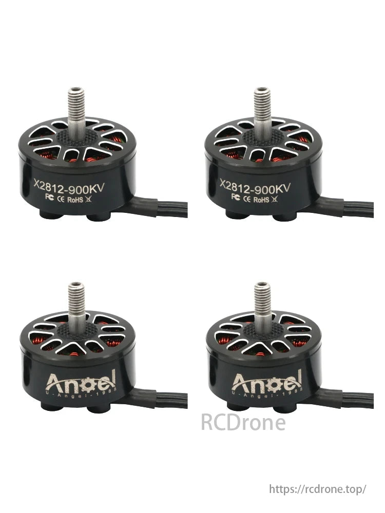4PCS X2812 900KV 1115KV 3-6S Brushless Motor, X2812-900KV 3-6S brushless motors feature a black design and Angel branding.