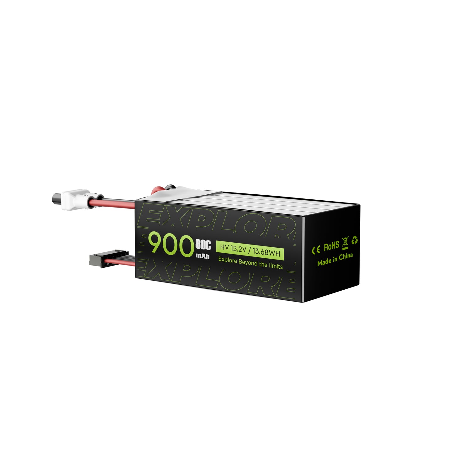 Flywoo Explorer 900mAh 4S LiHV battery pack labeled HV 15.2V 80C with XT30 lead and balance connector