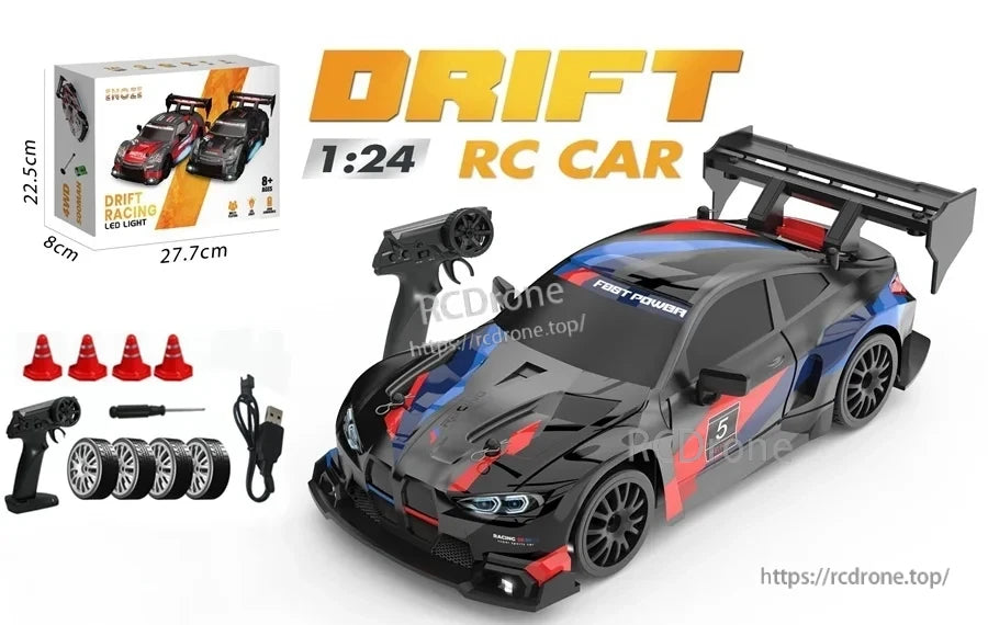 4WD 1:24 Rc Car, 4WD 1:24 Drift RC Car with LED Lights and Remote Control