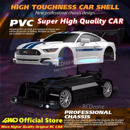 4WD 1:24 Rc Car, GTRPRO Model Toy: a high-performance 4WD RC car for drift racing enthusiasts with LED lights, 2.4G remote control, and precise handling.