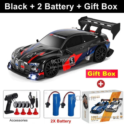 4WD 1:24 Rc Car, Black 1:24 RC Car with 2 Batteries and Gift Box, Accessories Included