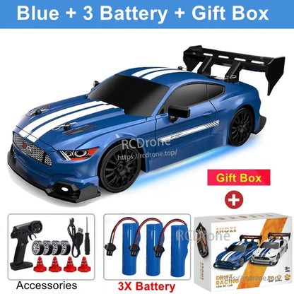 4WD 1:24 Rc Car, Blue 1:24 RC Drift Car with 3 Batteries, Gift Box, Accessories, Remote Control
