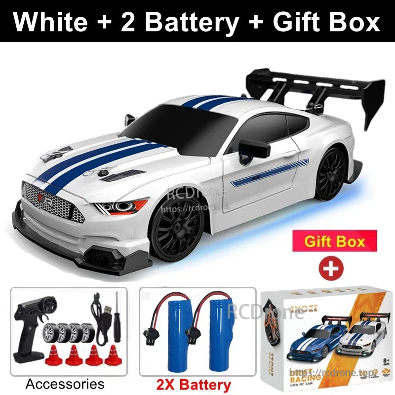 4WD 1:24 Rc Car, White 1:24 RC Car with 2 Batteries, Gift Box, Accessories
