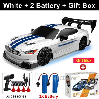 4WD 1:24 Rc Car, White 1:24 RC Car with 2 Batteries, Gift Box, Accessories