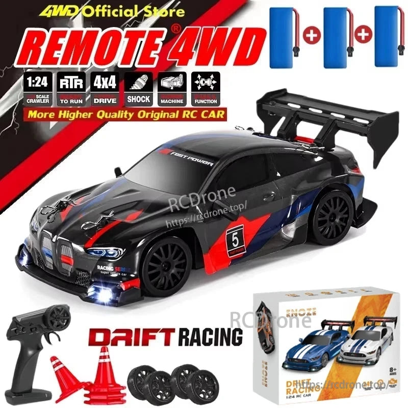 4WD 1:24 Rc Car, 4WD 1:24 RC car with LED drift racing and 2.4G remote control, suitable for high-speed drifting.