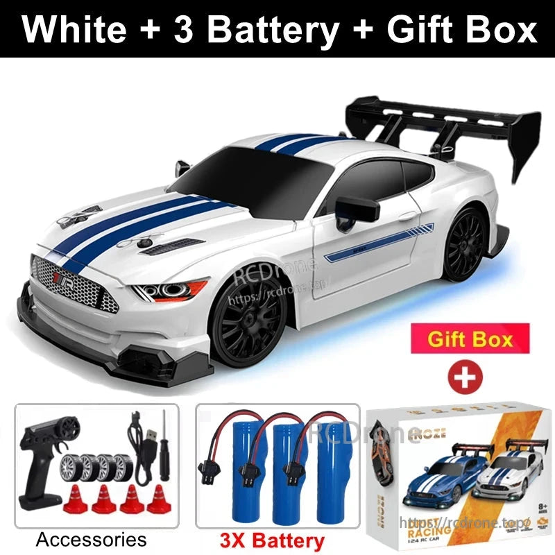 4WD 1:24 Rc Car, White RC Car with 3 Batteries and Gift Box