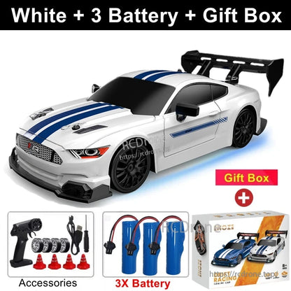 4WD 1:24 Rc Car, White RC Car with 3 Batteries and Gift Box