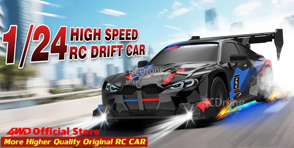 4WD 1:24 Rc Car, High-quality 1/24 scale 4WD RC drift car from official store, designed for speed and precision drifting performance.