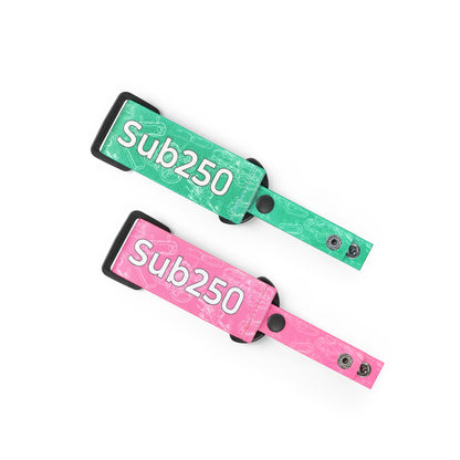 Sub250 Adjustable Nylon Braided FPV Goggle Strap set, green and pink straps with snap ends