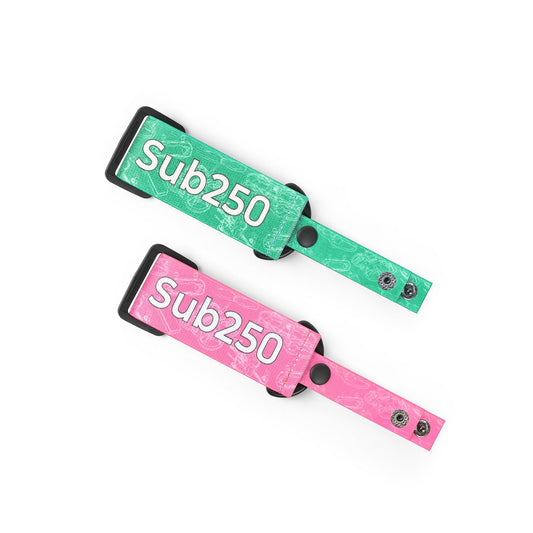 Sub250 Adjustable Nylon Braided FPV Goggle Strap set, green and pink straps with snap ends