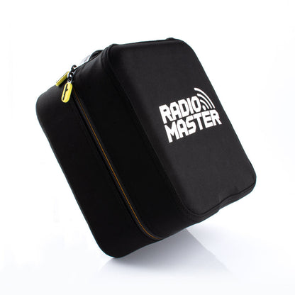 RadioMaster TX16S foam box zipper cover case, black hard shell with RadioMaster logo