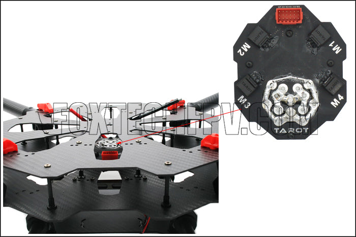 Downward-facing battery mount design increases stability during flight and reduces vibration by lowering center of gravity.