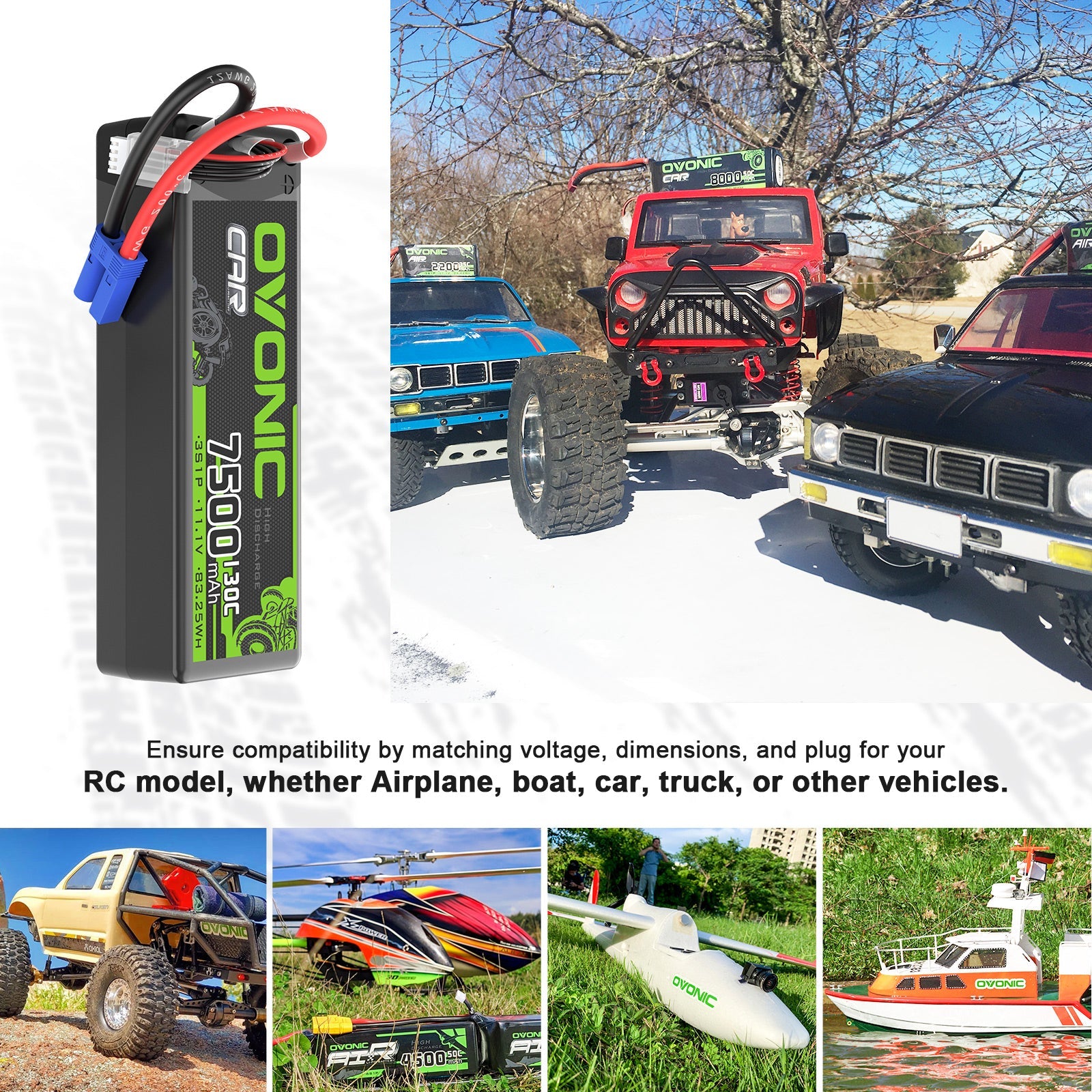 Hardcase LiPo battery shown with RC vehicle and model examples for compatibility and use case selection