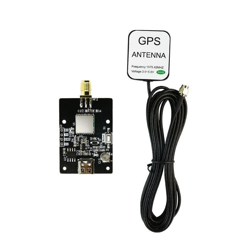 Yahboom ATGM336H-5N GPS module board with SMA antenna and long coax cable