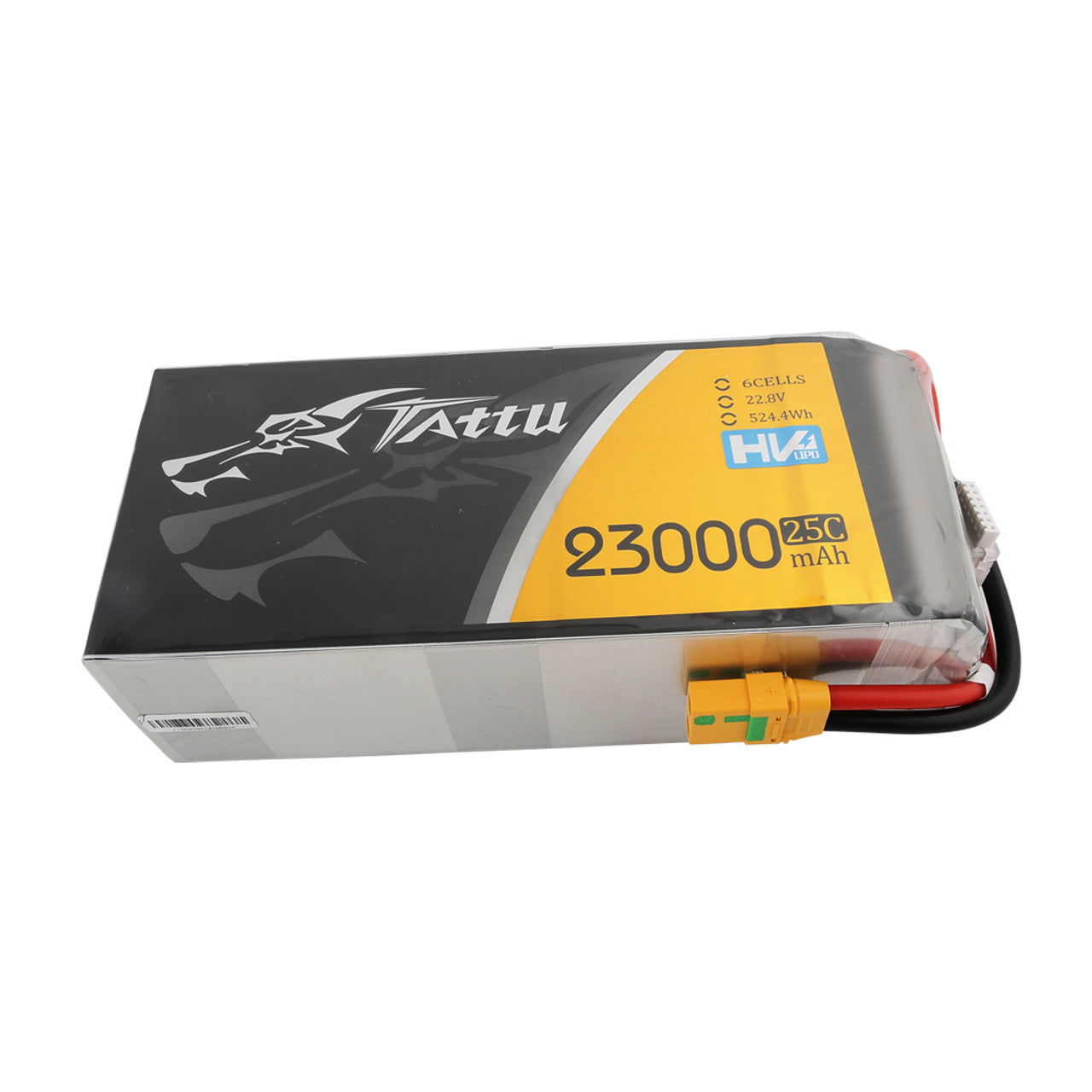 Tattu G-Tech 6S 23000mAh 22.8V 25C Lipo Battery, High-capacity battery with 22.8V, 23,000mAh, and 524.4Wh for Tattu G-TECH 6S image alt tag.