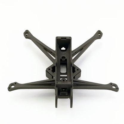 Top-down view of quadcopter frame showing symmetrical arm layout and central mounting platform
