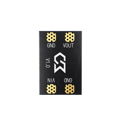 Sub250 1S BEC board top view with solder pads labeled GND, VIN and VOUT, version 1.0