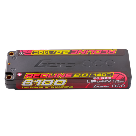 Betri ya Gens ace Redline 2.0 6100mAh 2S1P 140C 7.6V HV Hardcase LiPo, 5.0mm Bullet