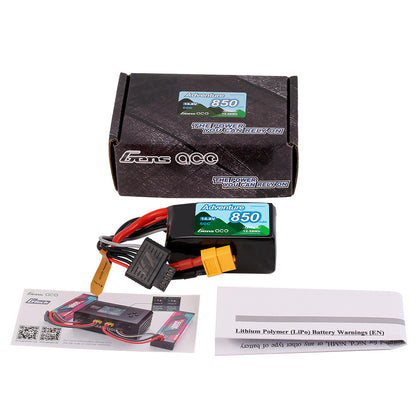 Batería Gens ace Adventure 850mAh 4S 14.8V 60C LiPo con conector XT60, G-Tech-5P Balance