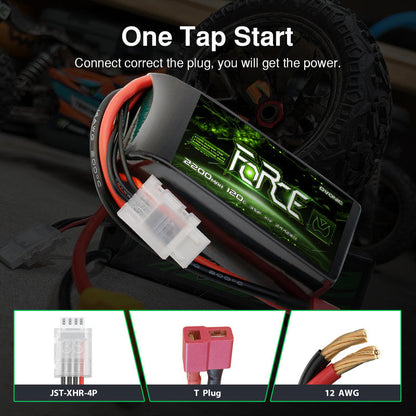 2-Pack Ovonic Force 3S 2200mAh 120C 11.1V Short LiPo Battery w/Deans Plug for 1/10 Race Buggy & On-Road Car (Voltage Checker Included)