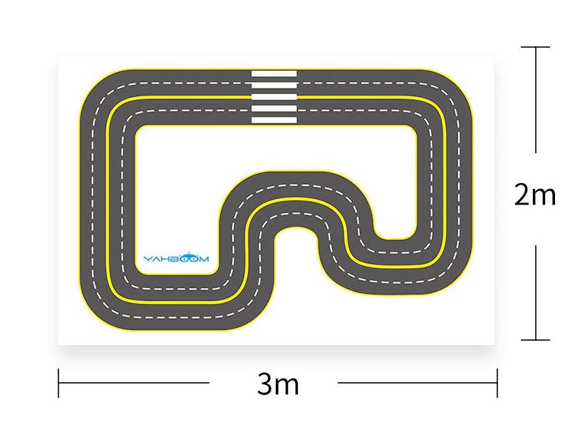 3m x 2m Yahboom AI visual automatic drive track map diagram showing dual-track road layout