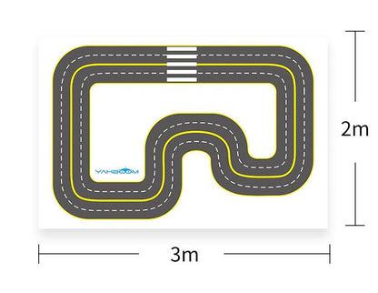 3m x 2m Yahboom AI visual automatic drive track map diagram showing dual-track road layout