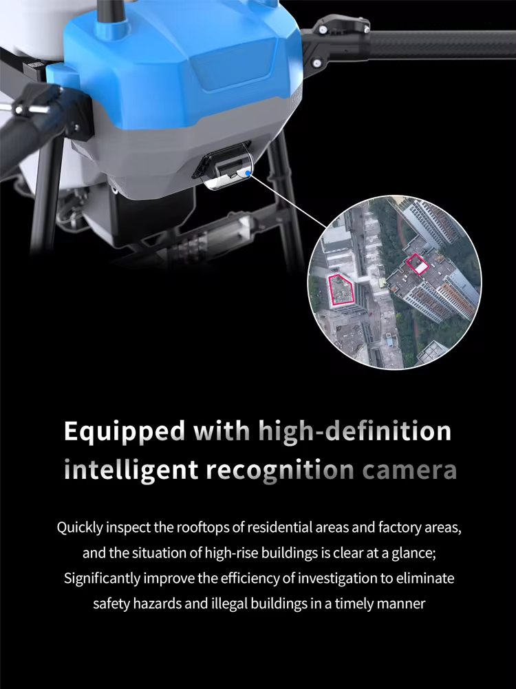 AGR B100 Cleaning Drone, The AGR B100 Drone has a high-definition camera for quick inspections of rooftops, factories, and high-rise buildings, improving investigation efficiency.