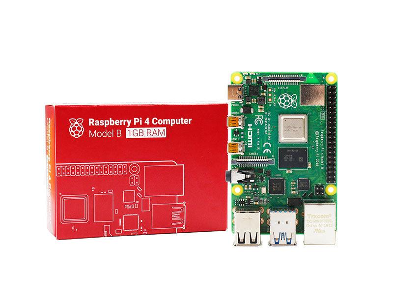 Raspberry Pi 4 Model B board with official retail box (Model B 1GB RAM)