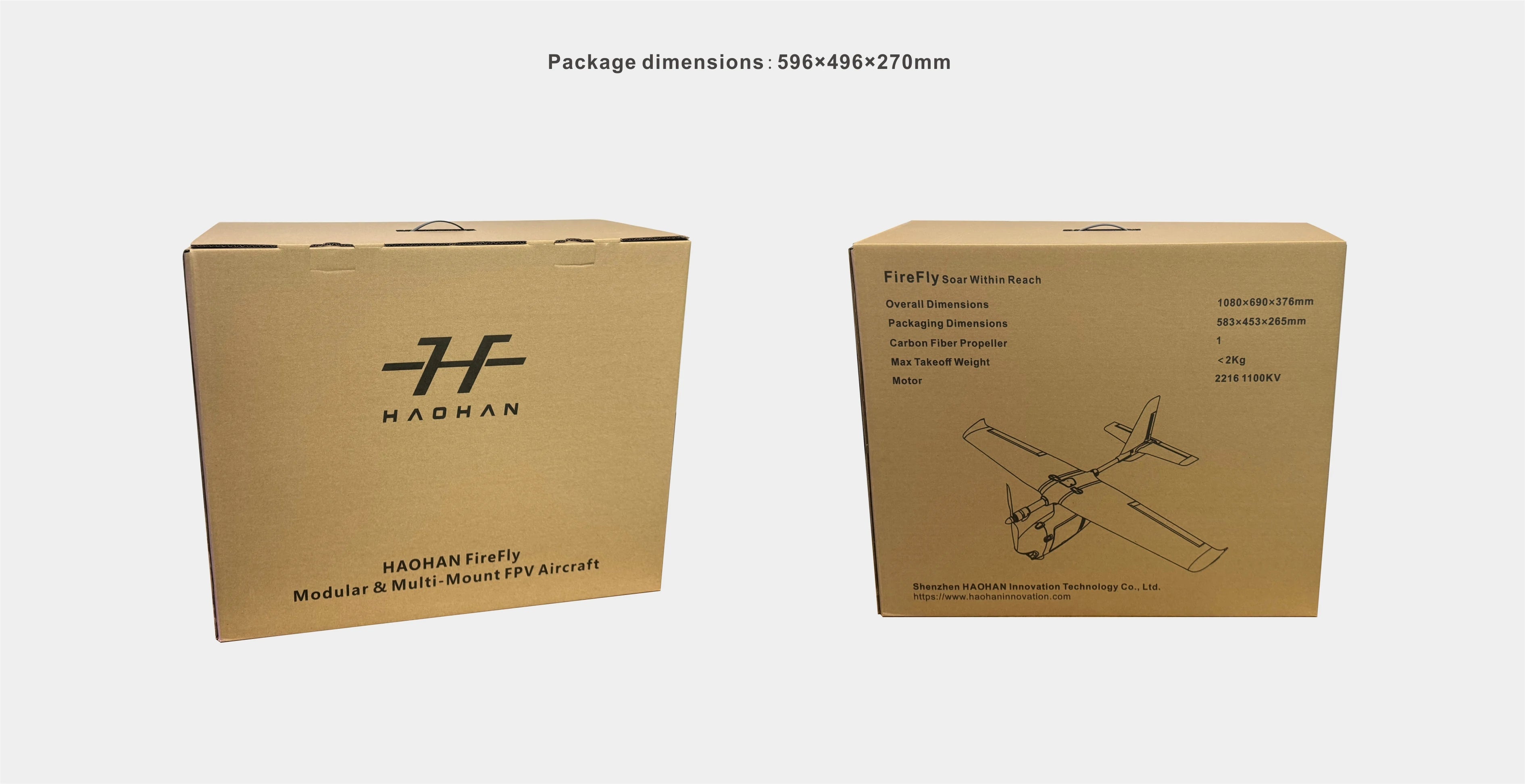 HAOHAN Firefly Modular & Multi-Mount FPV Patrol Drone Support VTOL 1080mm Wingspan EPP RC Airplane PNP / SEMI Version Hao Han's Firfly FPV drone features carbon fiber propeller and lightweight design.