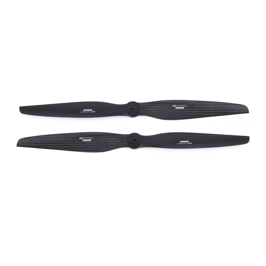 MAD FLUXER VTOL Carbon Fiber Propeller, Pair of MAD FLUXER VTOL carbon fiber two-blade propellers with black weave finish and center mounting hub