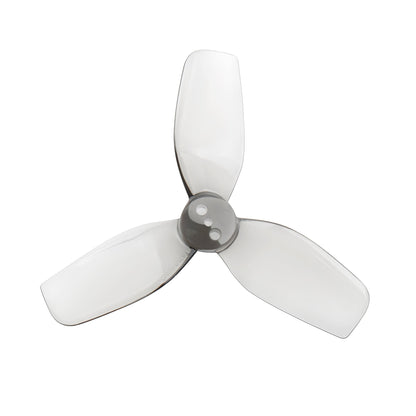 HQProp DT63MMX3 V2 grey 63mm 3-blade propeller, single prop top view with 3-hole hub
