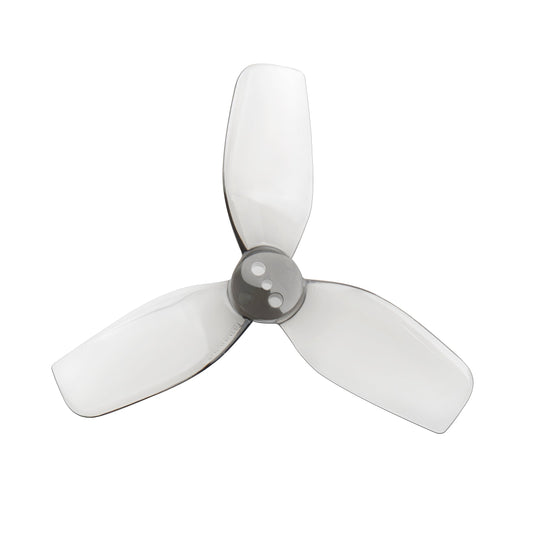 HQProp DT63MMX3 V2 grey 63mm 3-blade propeller, single prop top view with 3-hole hub