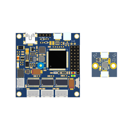 iFlight GM5208-12 gimbal encoder combo set with main controller PCB and small sensor board, labeled +5V/GND/Rx/Tx