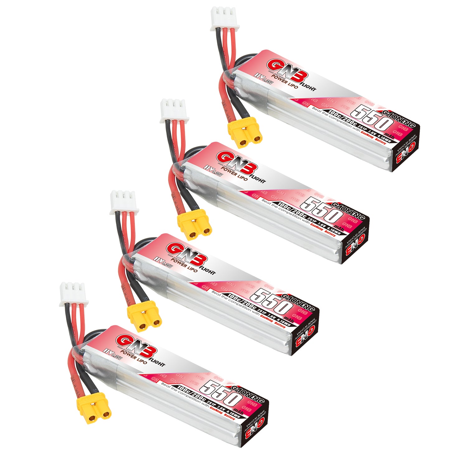 GAONENG GNB LiHV LiPo Battery 550mAh 2S 7.6V long pack set with XT30 and balance lead