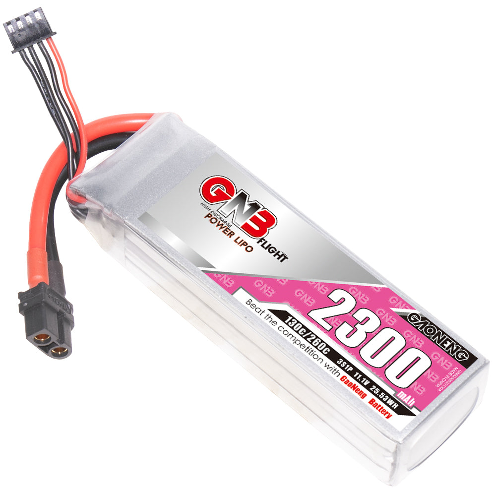 GAONENG GNB 3S 11.1V 2300mAh 130C LiPo battery with XT60 connector and balance lead
