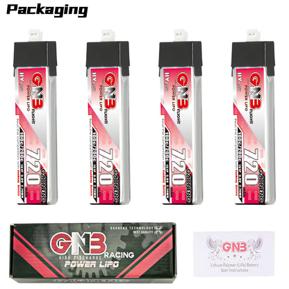 Packaging contents: four GNB 720 HV batteries with retail box and user instructions card