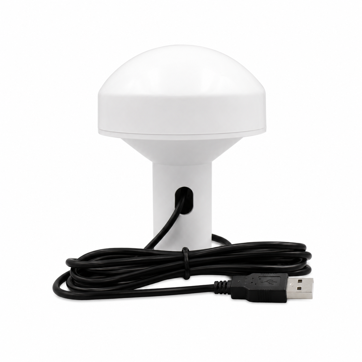 Beitian BS-57DU marine GNSS receiver antenna with white dome and attached USB cable
