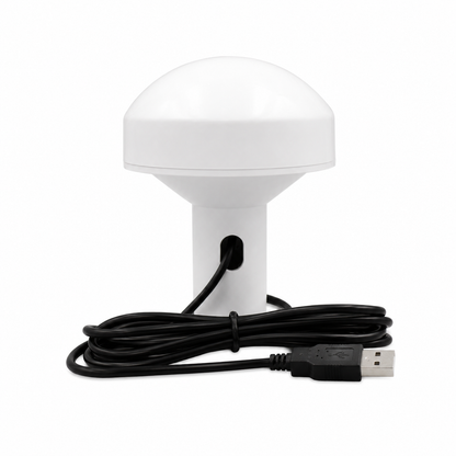 Beitian BS-57DU marine GNSS receiver antenna with white dome and attached USB cable