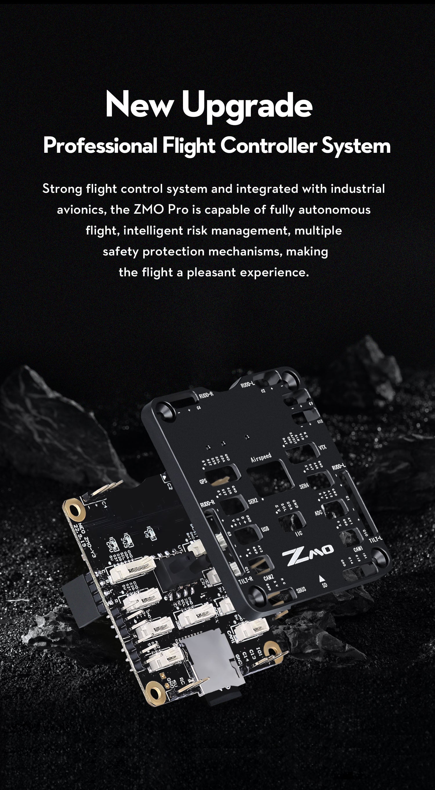 OMPHOBBY ZMO PRO VTOL FPV Aircraft, Advanced VTOL FPV aircraft with autonomous flight capabilities and multiple safety features.