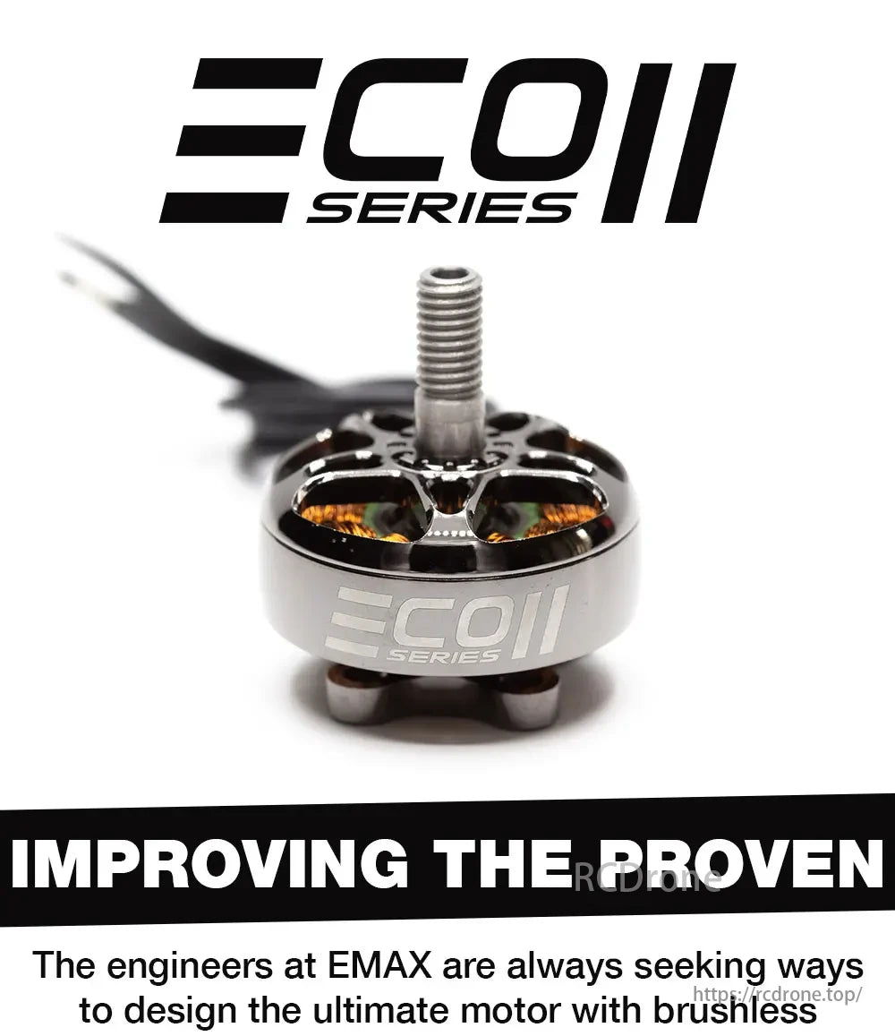 4pcs EMAX ECO II 2807 1300KV 6S Brushless Motor, ECO II Series: EMAX engineers enhance proven brushless motors for FPV drones, ensuring ultimate performance.