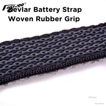 4pcs FLYWOO Kevlar Battery Strap, Close-up of FLYWOO Kevlar battery strap with woven rubber grip texture in black