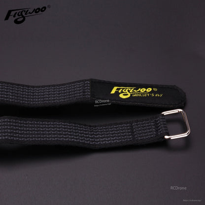 4pcs FLYWOO Kevlar Battery Strap, Flywoo Kevlar battery strap with metal buckle and yellow Flywoo label on black woven webbing