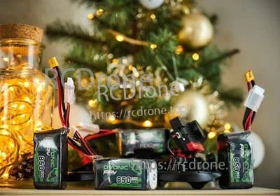 Ovonic 4-Pack 4S 850mAh 80C 14.8V LiPo Battery set with XT30 and balance leads, lifestyle shot