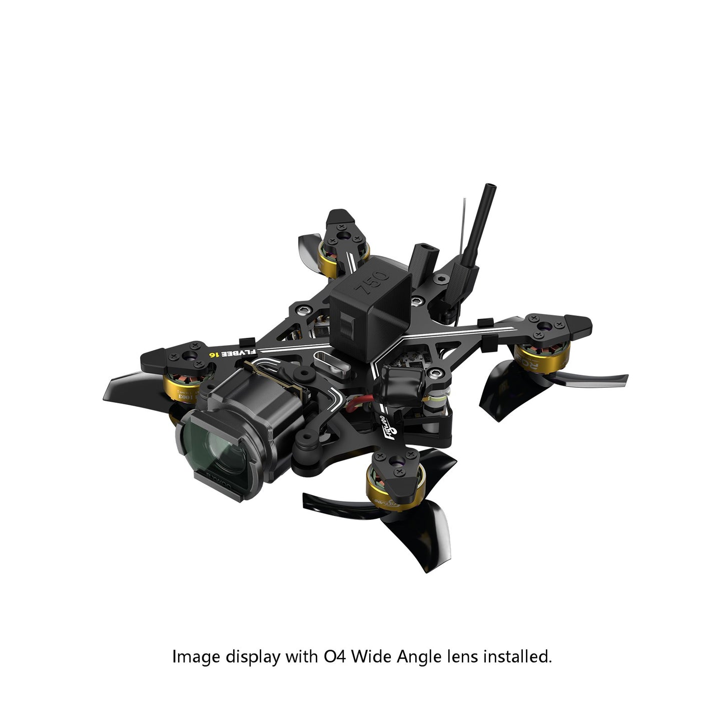Flybee 16 HD O4 2S ultralight FPV drone with front wide‑angle O4 camera, gold‑cap brushless motors, and rear vertical antenna.