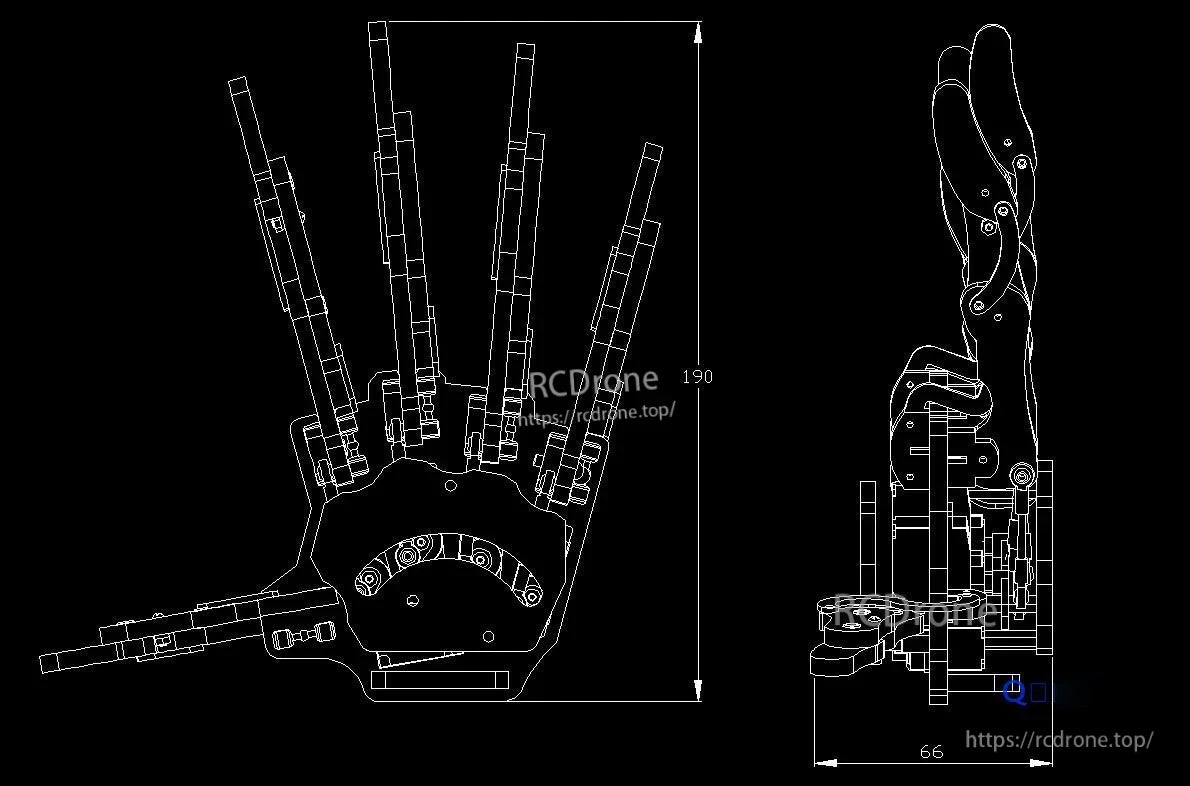 5 DOF Robot Hand, The package includes structural components and steering gear.