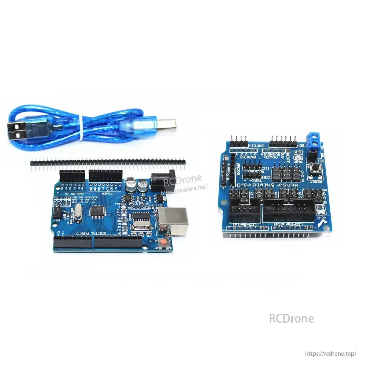 5 DOF Robot Hand, Arduino-compatible board with sensor shield for easy sensor integration in robotics, automation, and prototyping.